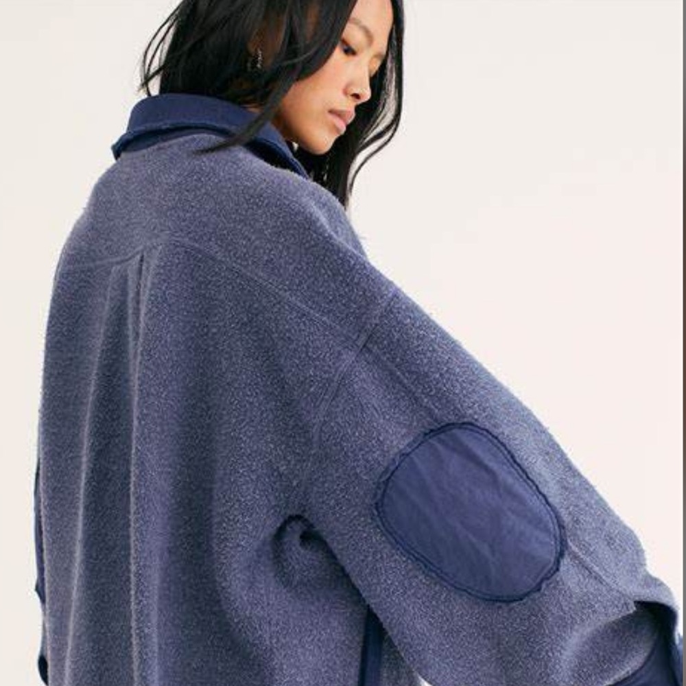 Free People Ruby in Ocean Blue BNWT OVERSIZED slightly distressed S๐ Good! - Picture 3 of 13